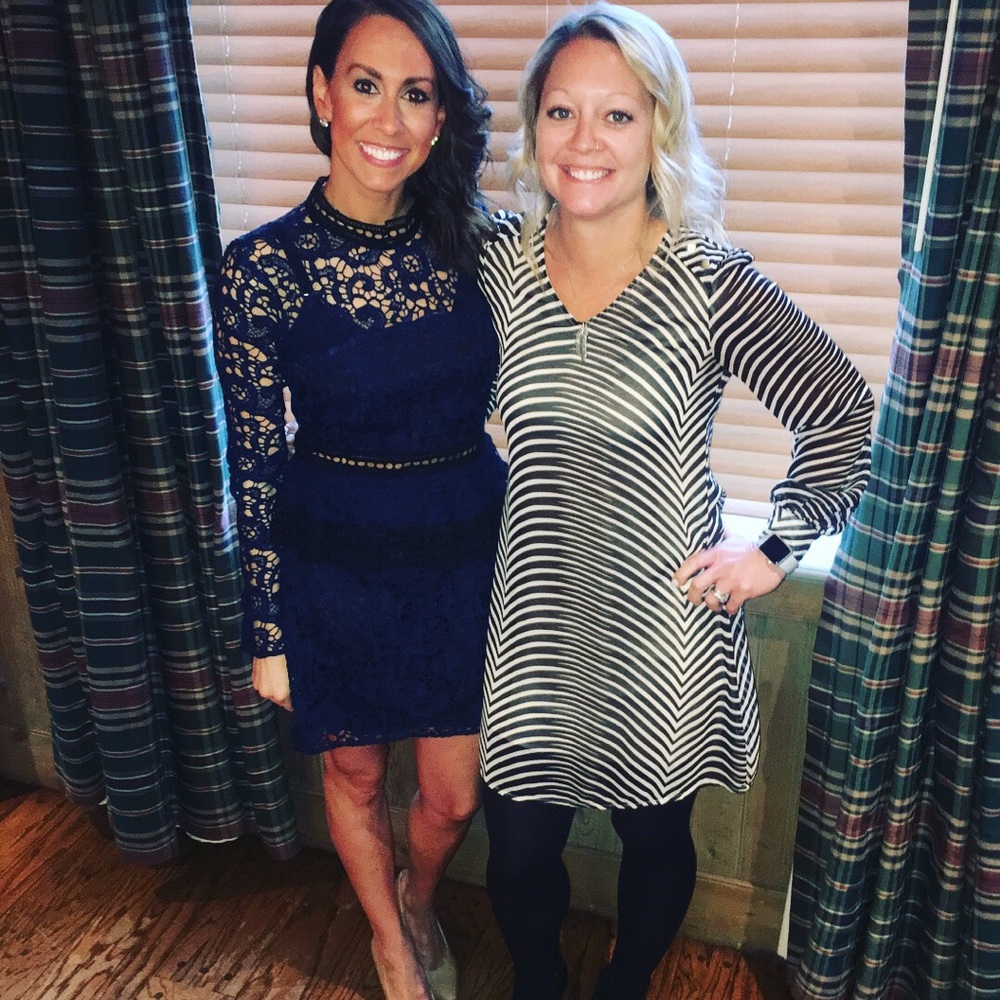 Navy long sleeve cocktail dress